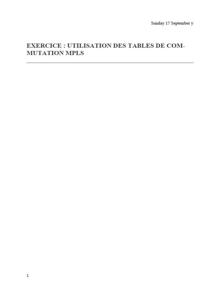 Tables de commutation MPLS : exercices pratiques | PDF | Mise en réseau ...
