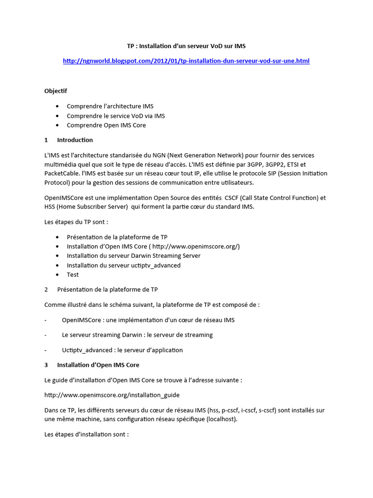 Installation d'un serveur VoD sur IMS | PDF | Couche application ...