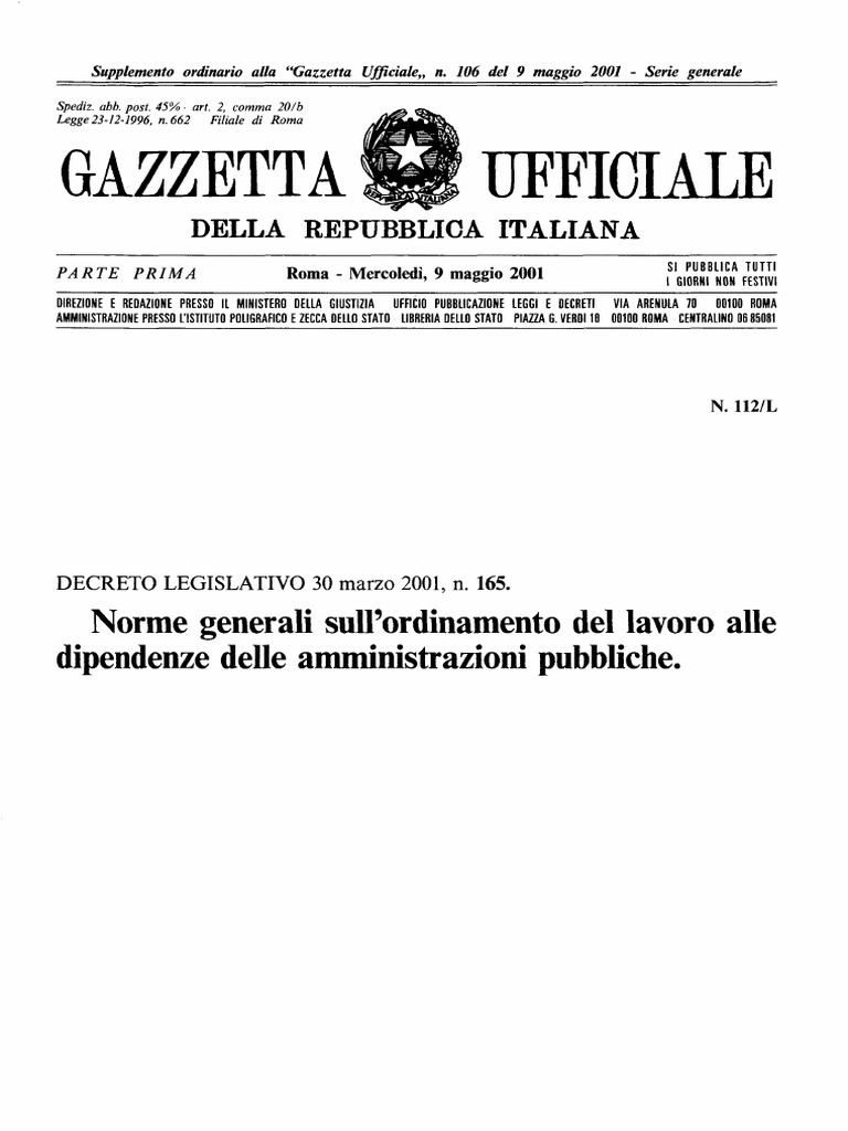 DLgs 165.2001 | PDF