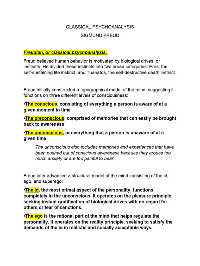 Classical Psychoanalysis Download Free Pdf Psychoanalysis Id