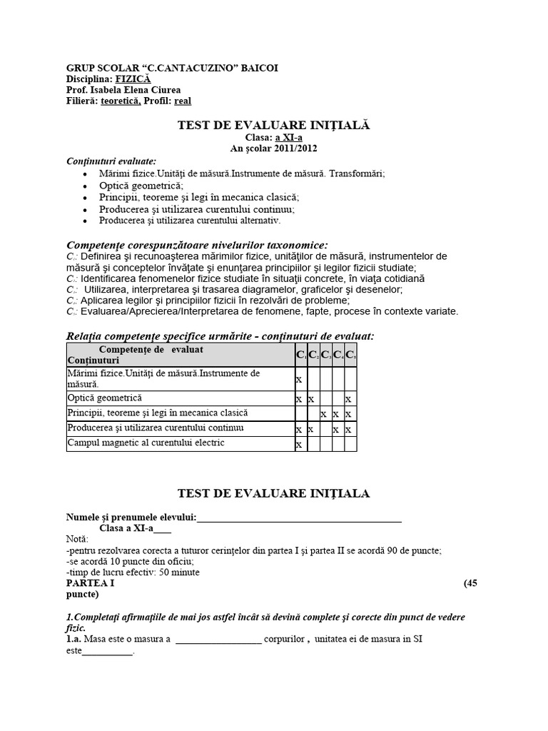 Test Initial XI | PDF