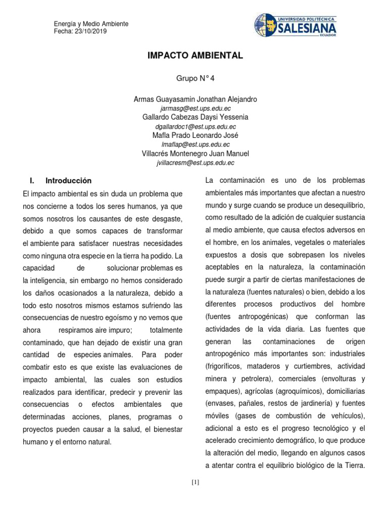 Impacto Ambiental y Contaminación | PDF | La contaminación del agua ...
