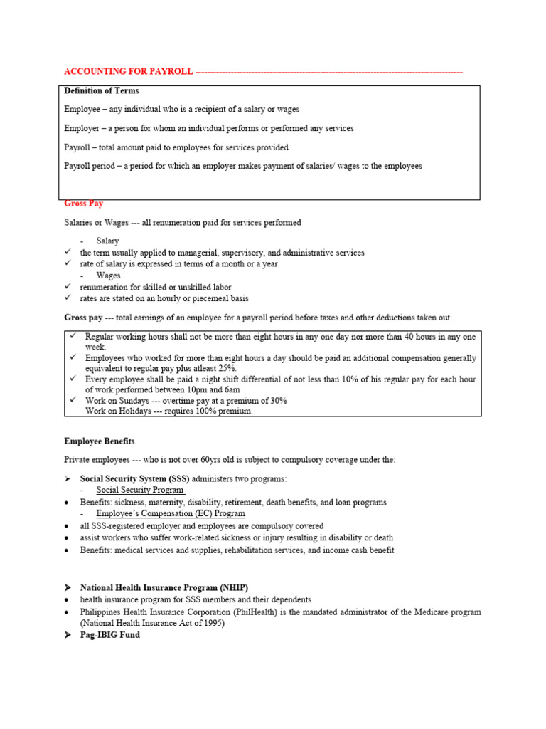 Notes On Week 5 - Accounting For Payroll | PDF
