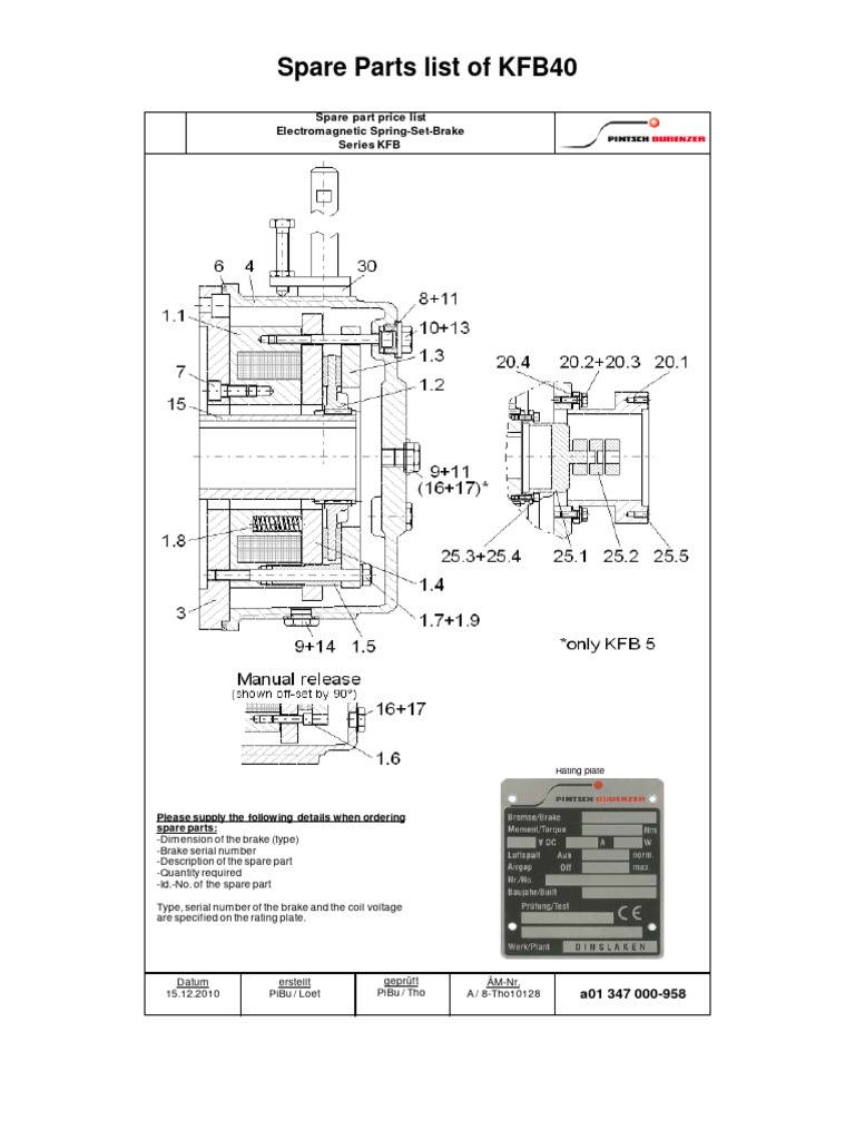 KFB40 Spare Part Breakdown | PDF | Screw | Electrical Engineering