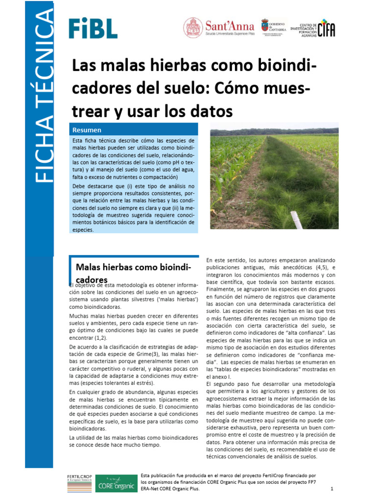 Carlesi Barberi 2017 Weed Indicators Spanish PDF Fertilizante Suelo