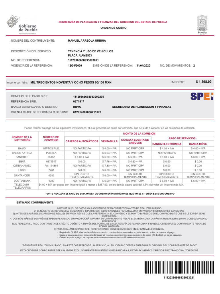 Tenencia puebla nueva pdf bancos pagos