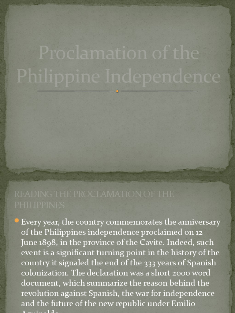 Proclamation of The Philippine Independence PDF Philippines