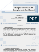 Investasi, Tabungan, Dan Peranan FDI Dalam Pertumbuhan Ekonomi - Presentasi