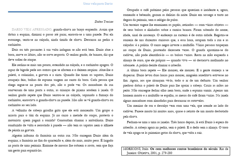 Dalton Trevisan Uma Vela para Dario PDF