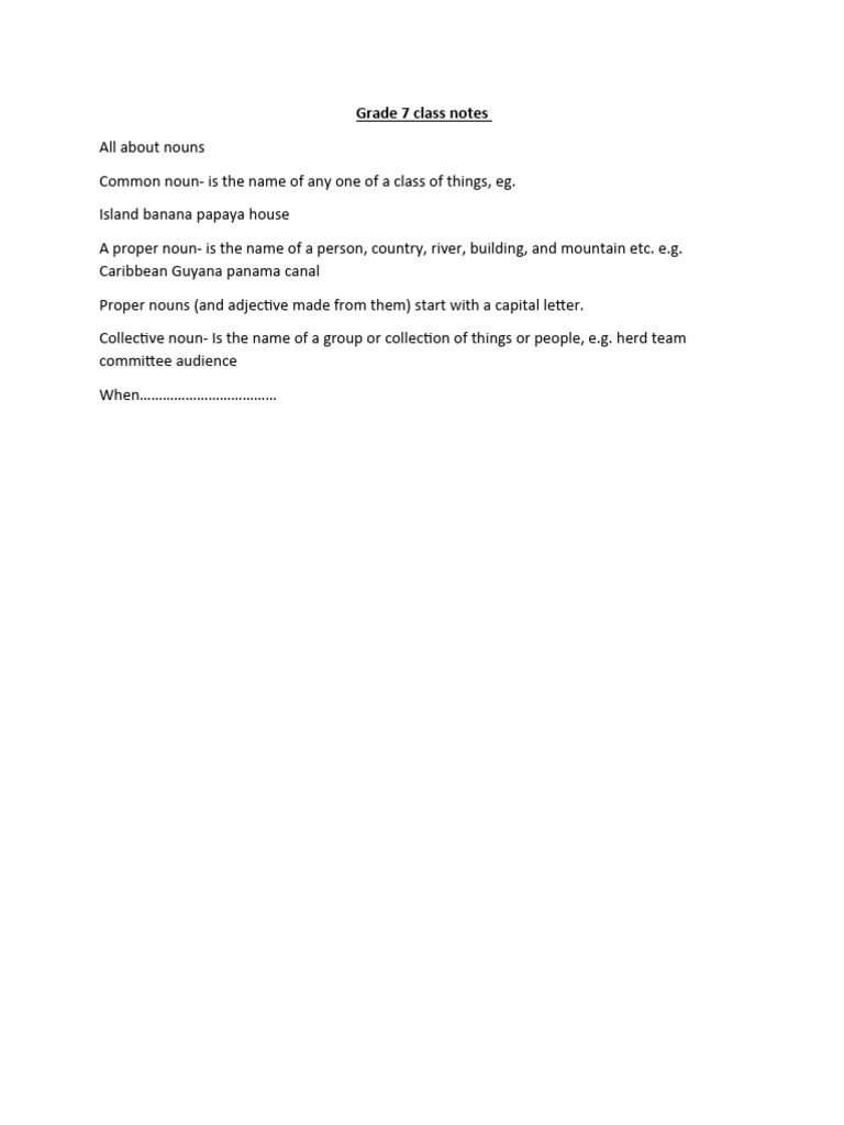 Grade 7 Class Notes | PDF