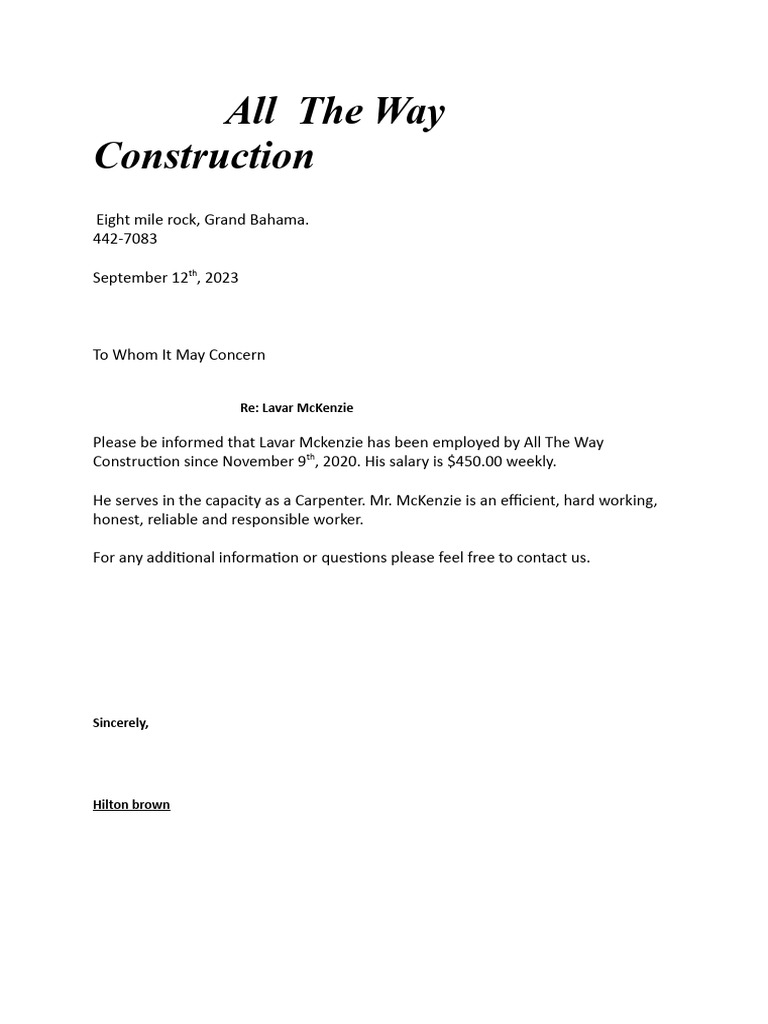 Job Letter PDF