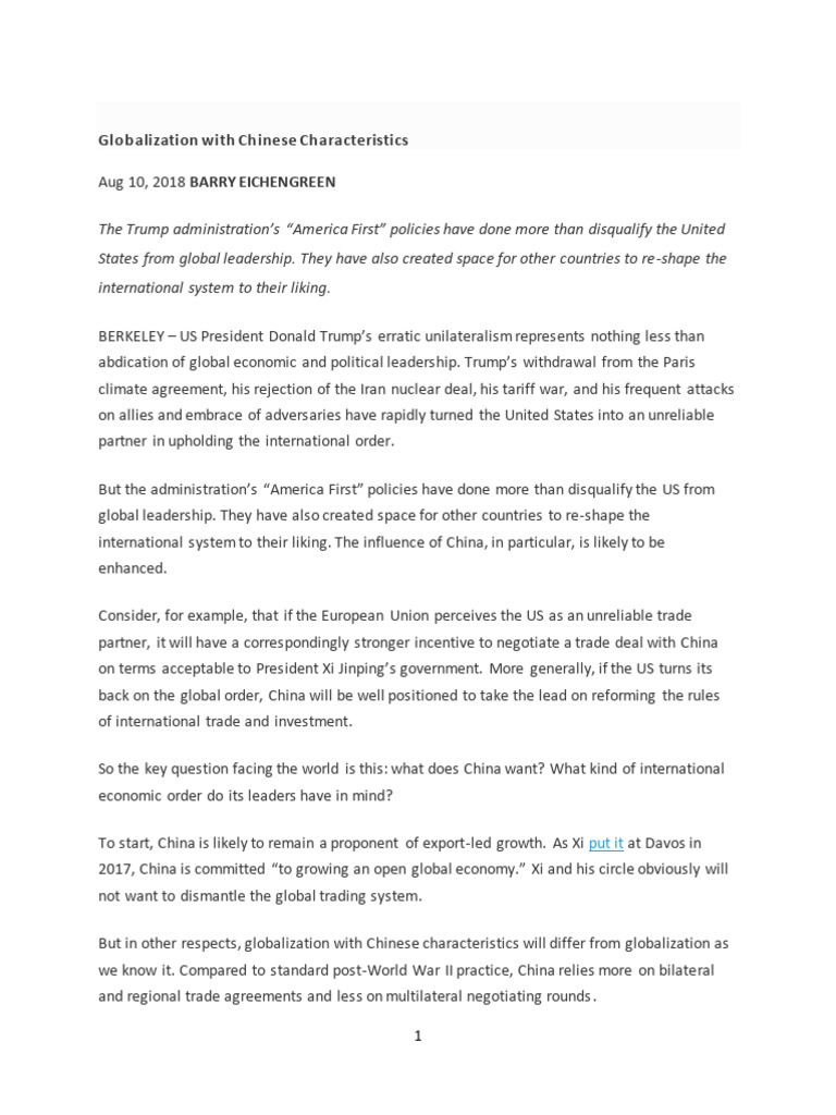 What Are Chinese Characteristics