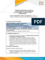 Guía de Actividades y Rúbrica de Evaluación - Unidad 1 - Tarea 2 - Apropia Los Conceptos de Comunidad, Sociedad y Cultura