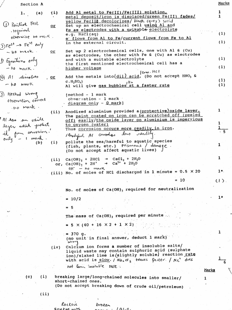 1993 Paper 1 Marking Scheme | PDF