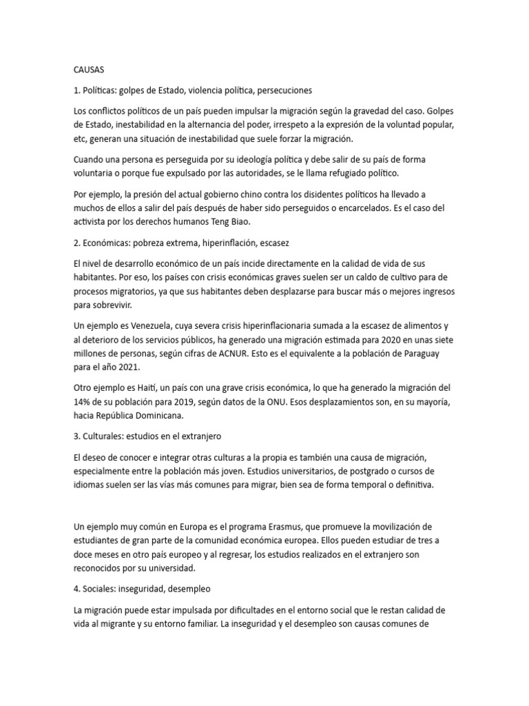 Causas y efectos de la migración global | PDF | Migración humana | México