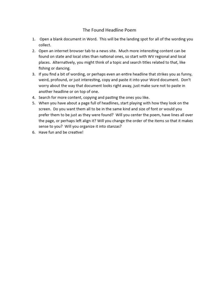 The Found Headline Poem PDF