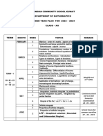 Department of Mathematics Revised Year Plan For 2023 - 2024 Class - Xii