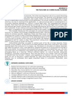 MODULE II The Teacher As A Curriculum Planner