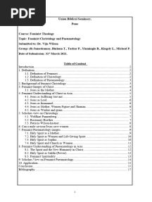 Feminist Christology and Pneumatology