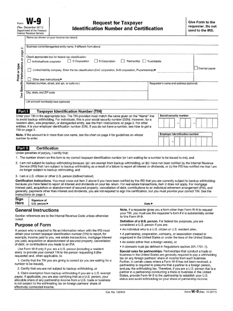 W 9 Form Blank 5 PDF