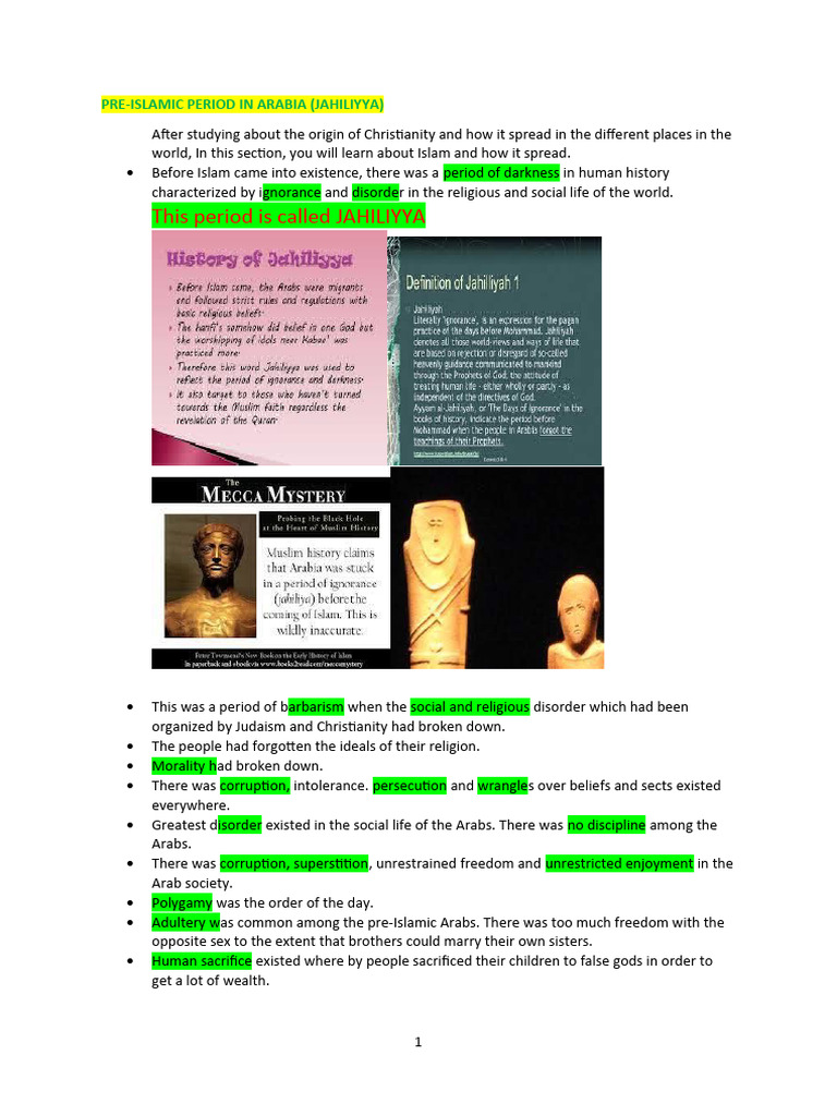 Social Evils of the Jahiliyyah Era | PDF | Polygamy | Arabs