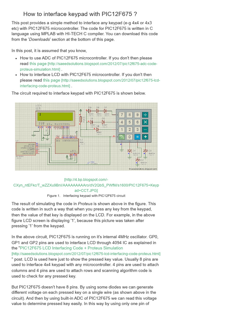 Interfacing Keypad with PIC12F675 Guide | PDF | Diode | Electrical Network