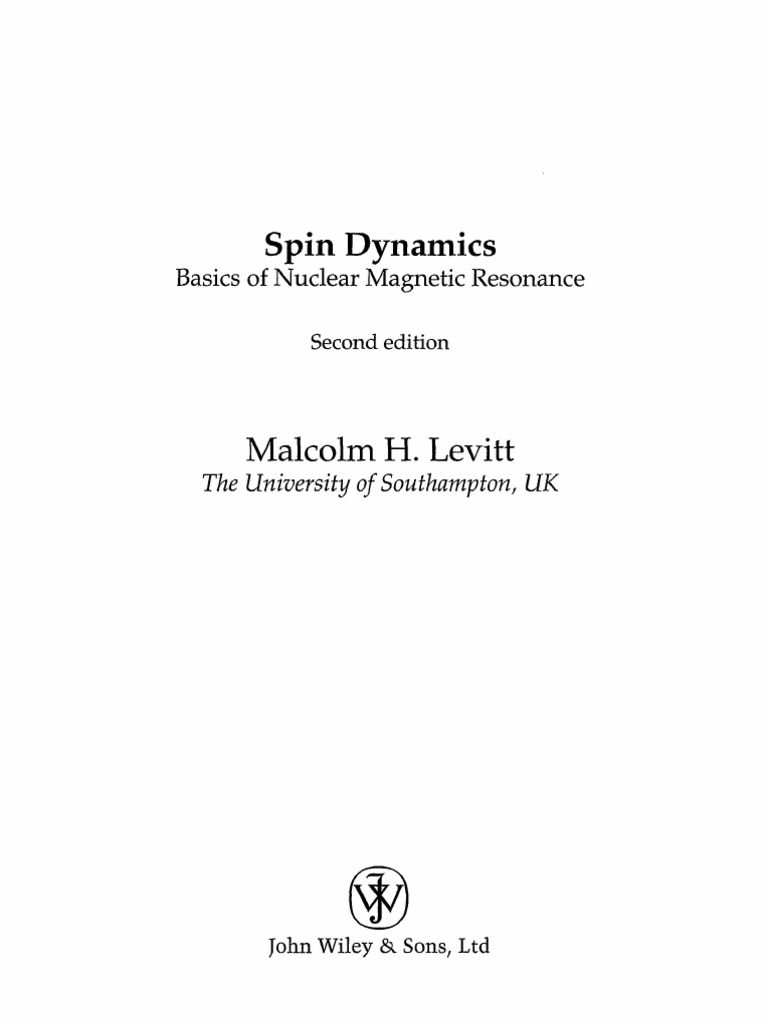 Spin Dynamics PDF Relaxation (Nmr) Nuclear Resonance