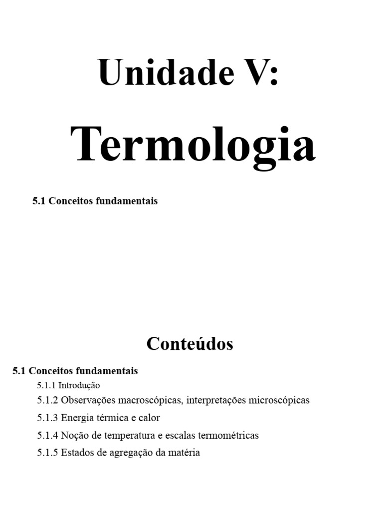 5.1 Conceitos Fundamentais | PDF | Temperatura | Calor