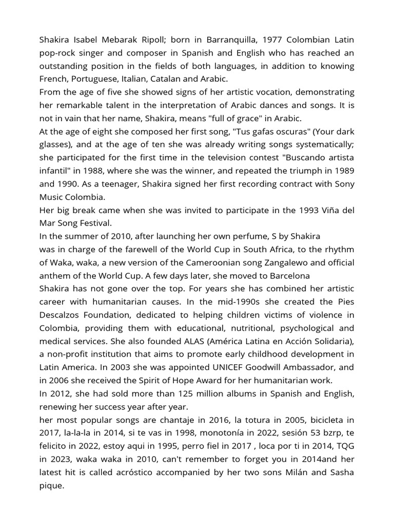 Shakira PDF