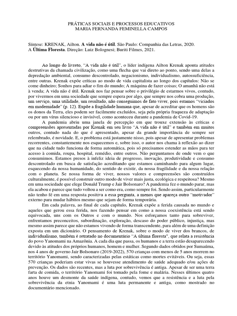 Atividade aula 2 30 03 s ntese a vida n o til a ltima