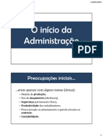 O Início Da Administração - A Produção