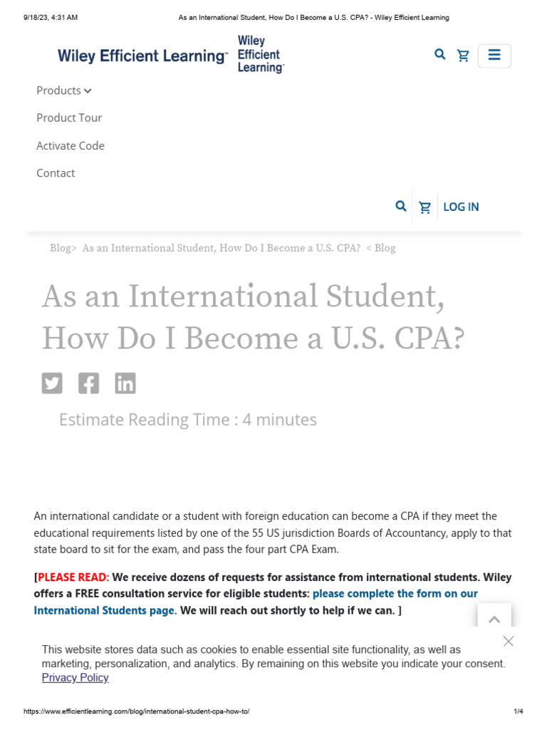 As An International Student, How Do I A U.S. CPA Wiley