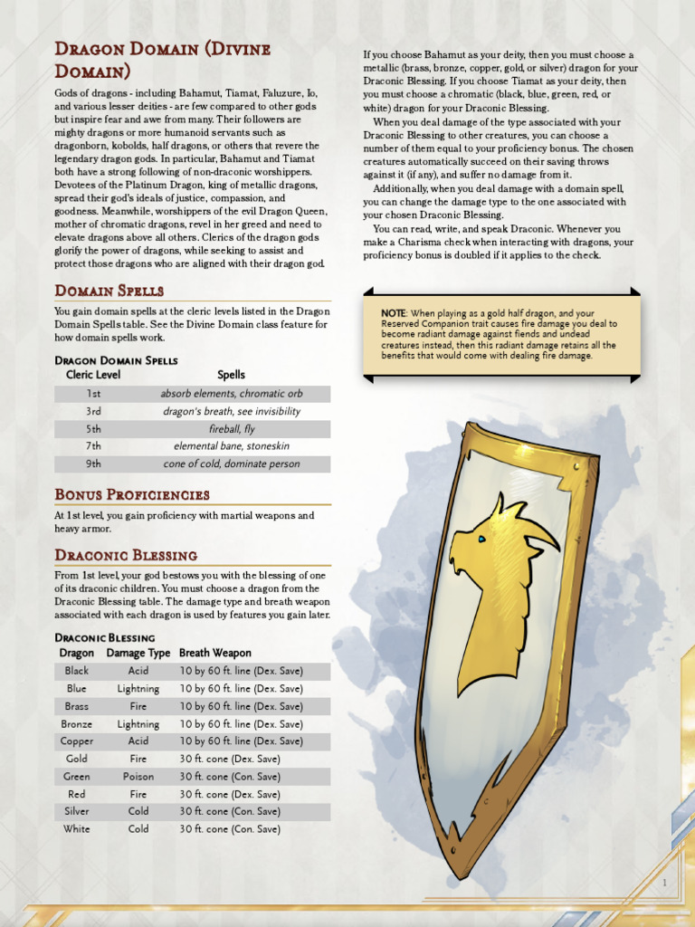Dragon Divinity Dragon Themed Cleric and Paladin Subclasses | PDF ...
