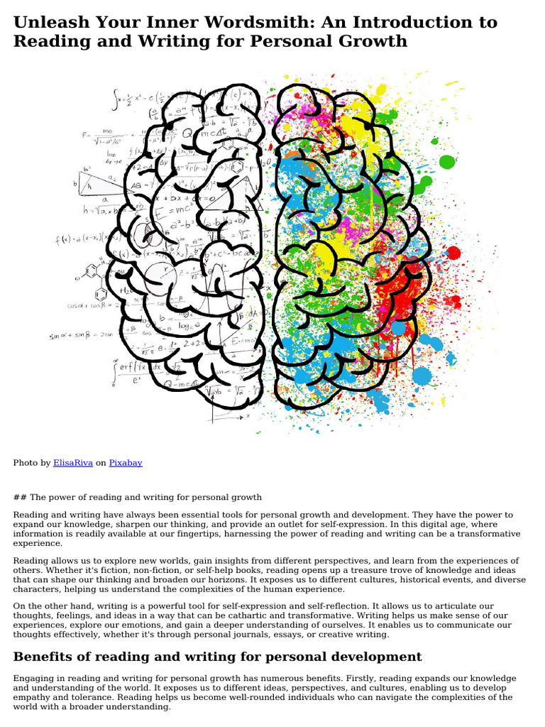 Unleash Your Inner Wordsmith - An Introduction To Reading and Writing 
