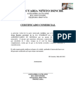 Certificado Comercial Agropecuaria Niñito de Isinche 1