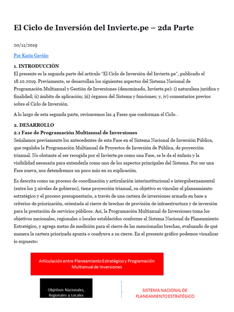 El Ciclo de Inversión del Invierte.pe – 2da Parte | PDF | Presupuesto ...