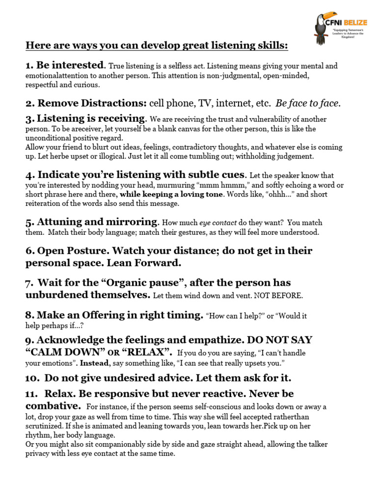 Improve Your Listening Skills Today | PDF | Career & Growth | Wellness