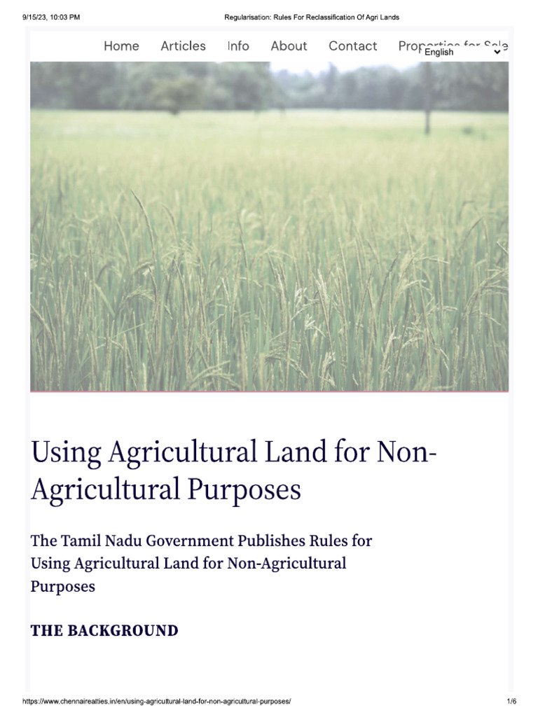 Using Agricultural Land For NonAgricultural Purpose in TN PDF