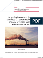 La Geología Versus El Dogma Climático (2 Parte) Realidades, Mitos y Leyendas Sobre El Efecto Invernadero