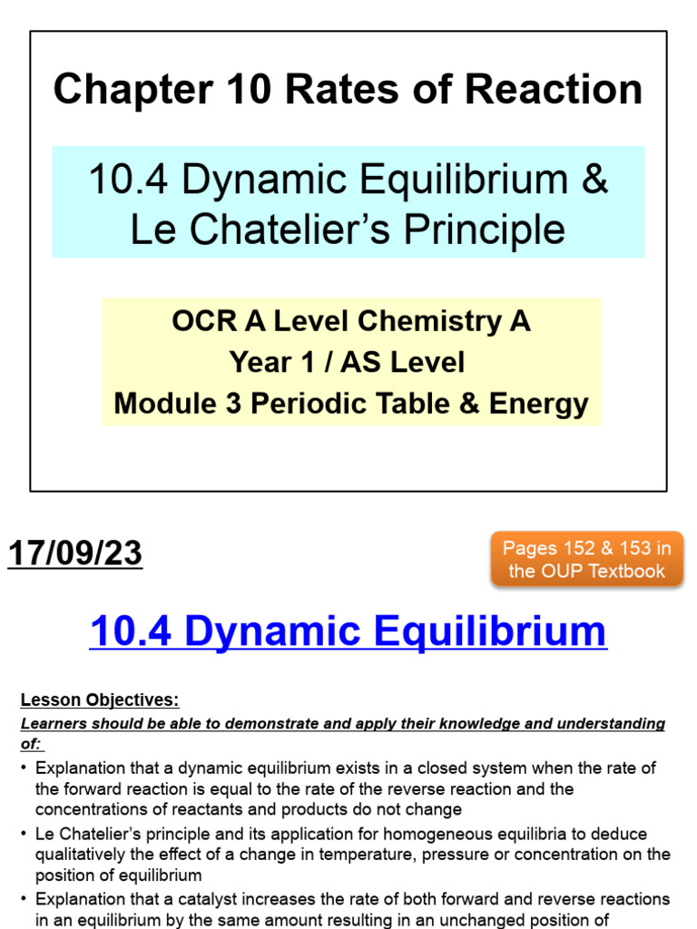 10.4 Dynamic Equilbrium Final | PDF | Chemical Equilibrium | Chemical ...
