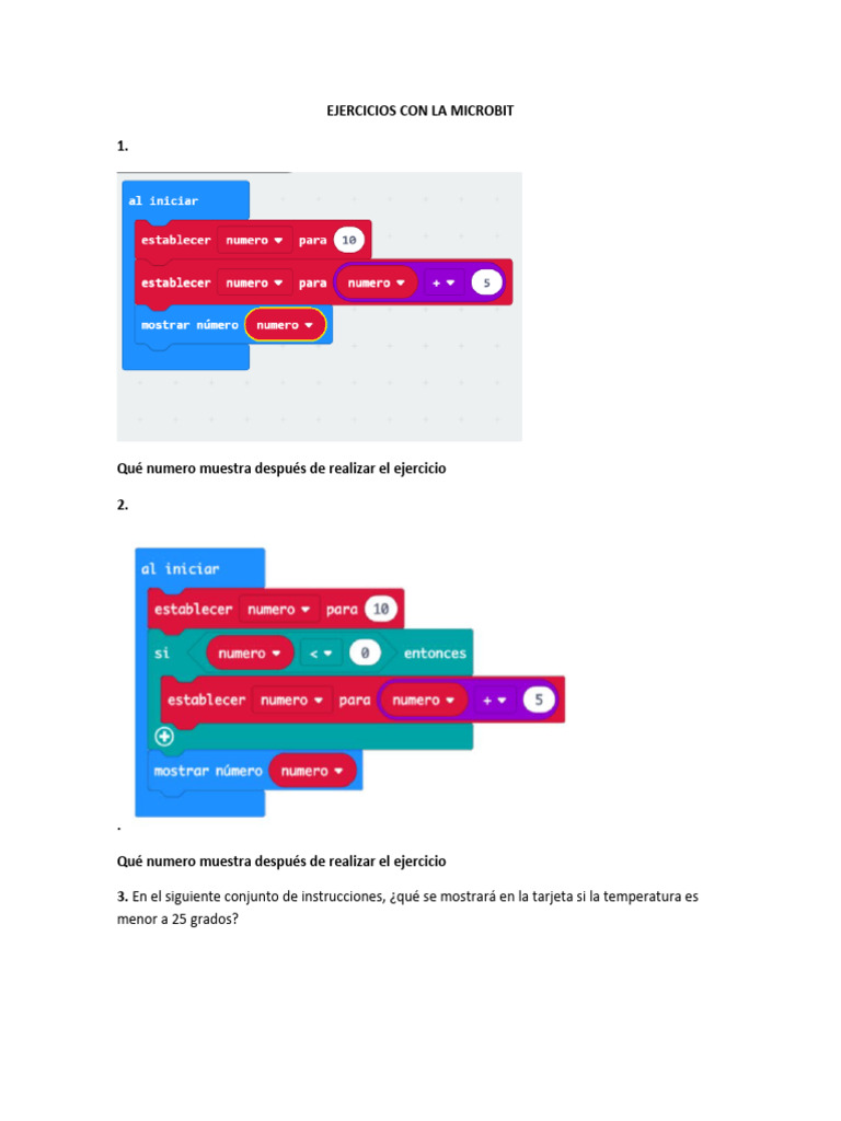 Ejercicios con Microbit | PDF
