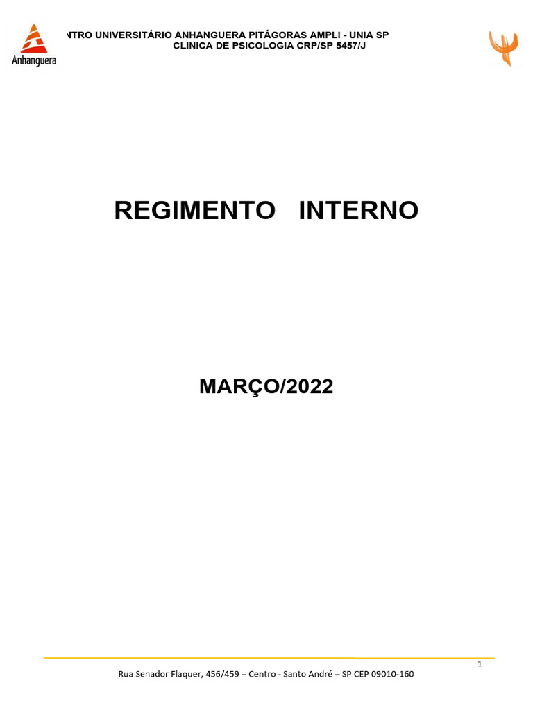 Regimento Interno da Clínica de Psicologia | PDF