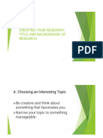 Creating Your Research Title and Background of Research