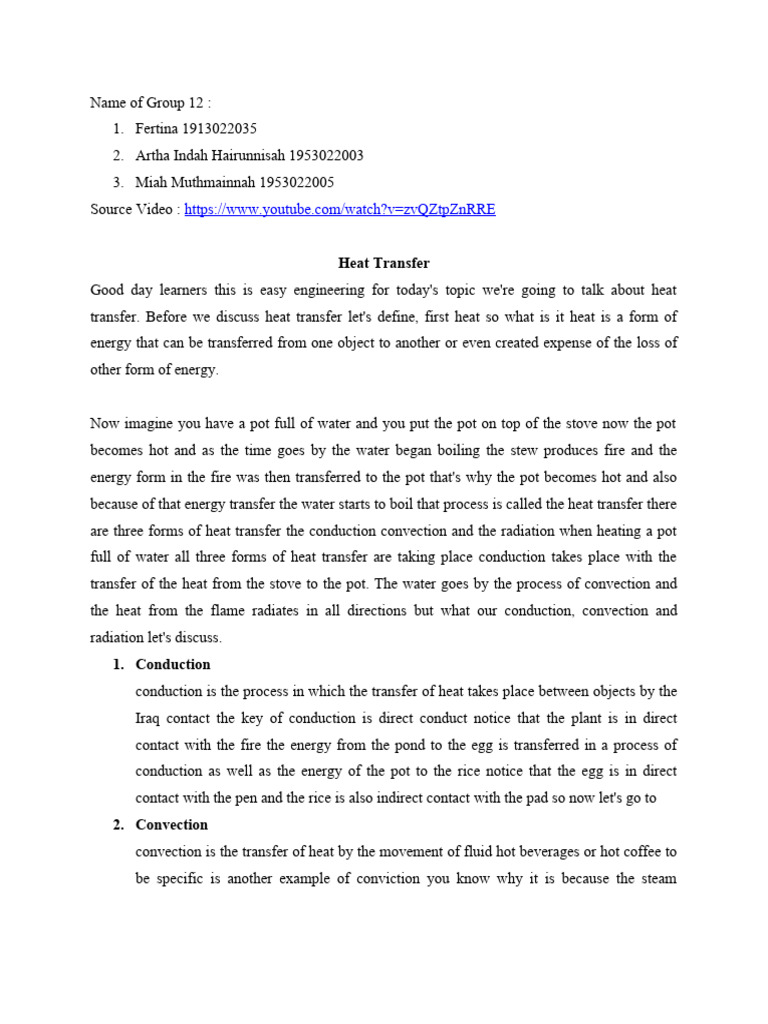 Group 12 - Group Work 6 - Heat Transfer | PDF | Heat Transfer | Heat