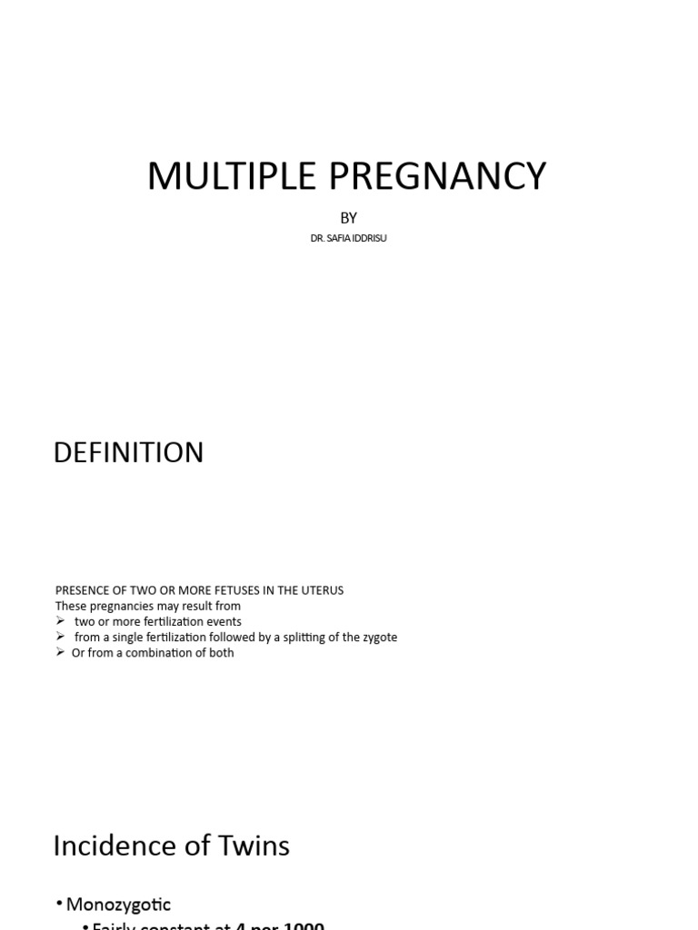 MULTIPLE PREGNANCY Revision PDF Twin Health Sciences
