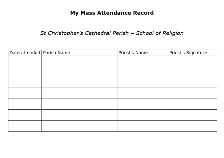 My Mass Attendance Record | PDF