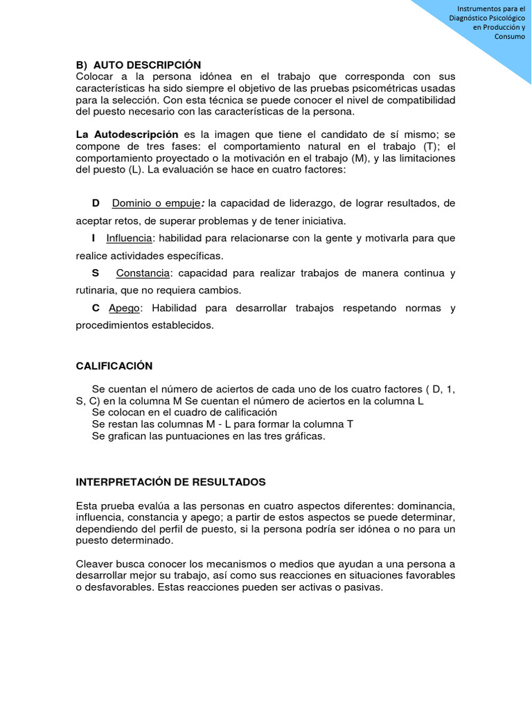 Prueba Cleaver Completa-2 | PDF | Motivación | Motivacional