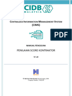 MANUAL PENGGUNA CIMS (Penilaian SCORE Kontraktor Kontraktor) v1.0