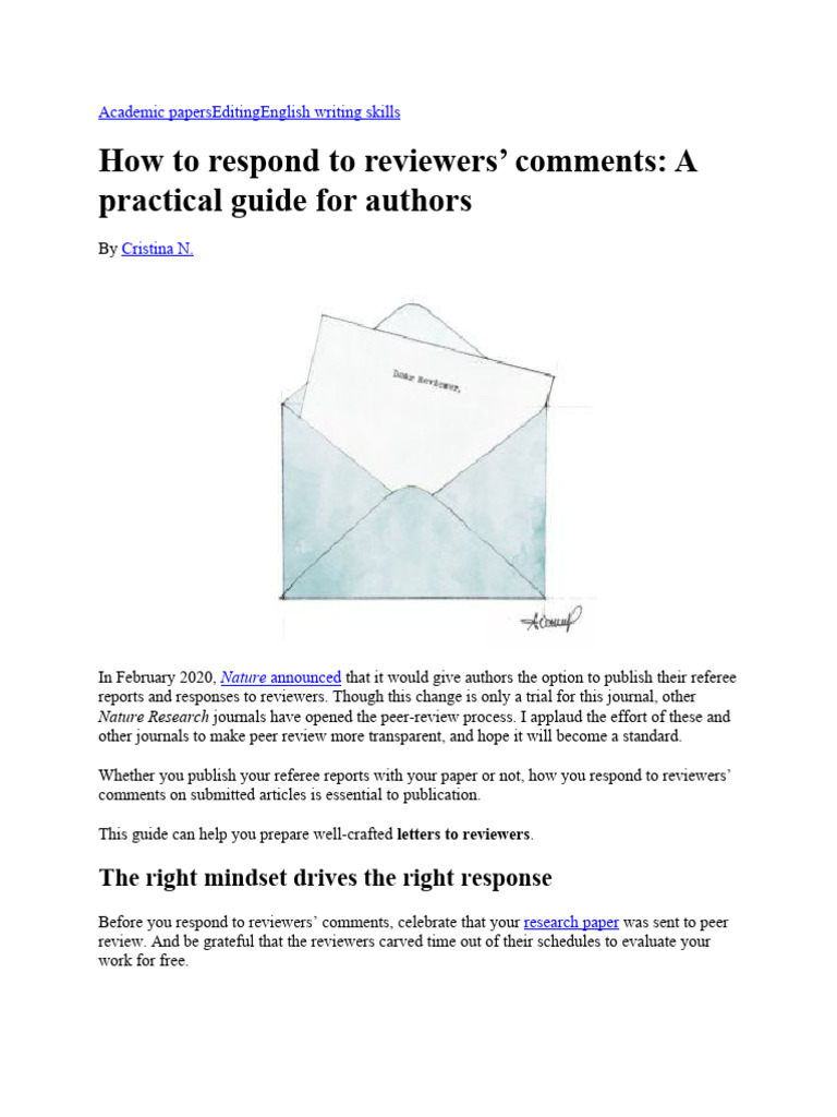 How to respond to reviewers comments a practical guide download