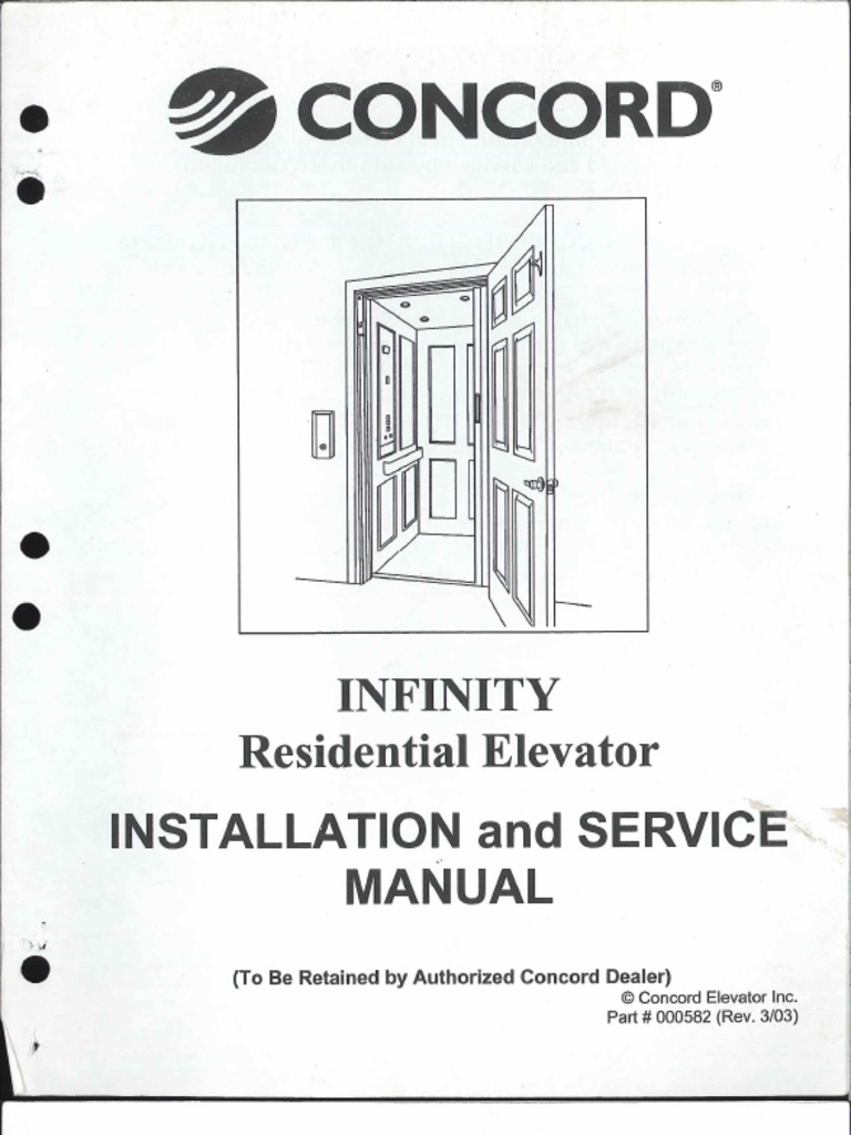 Concord Infinity Residential Elevator Instal Service Searchable PDF 